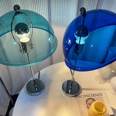 LuxeLight – Elegant Silver Table Lamp with Acrylic Accents