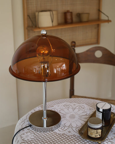 LuxeLight – Elegant Silver Table Lamp with Acrylic Accents