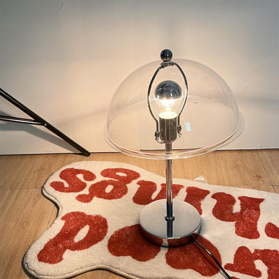 LuxeLight – Elegant Silver Table Lamp with Acrylic Accents