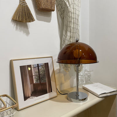 LuxeLight – Elegant Silver Table Lamp with Acrylic Accents