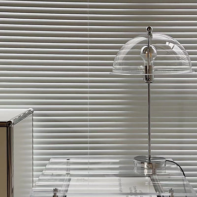 LuxeLight – Elegant Silver Table Lamp with Acrylic Accents