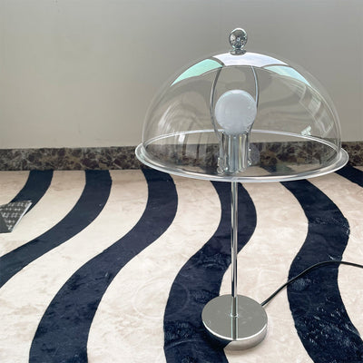 LuxeLight – Elegant Silver Table Lamp with Acrylic Accents