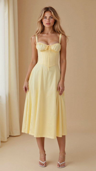 Elegant Kiana Midi Dress with Corset – Flattering Fit for Any Occasion