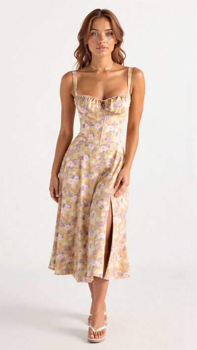 Elegant Kiana Midi Dress with Corset – Flattering Fit for Any Occasion