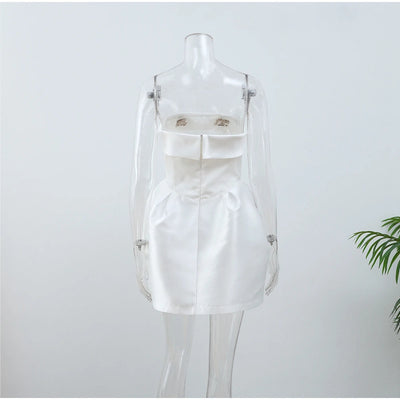 Elegant Strapless Women's Dress – 100% Polyester Cocktail Dress for Summer and Formal Occasions