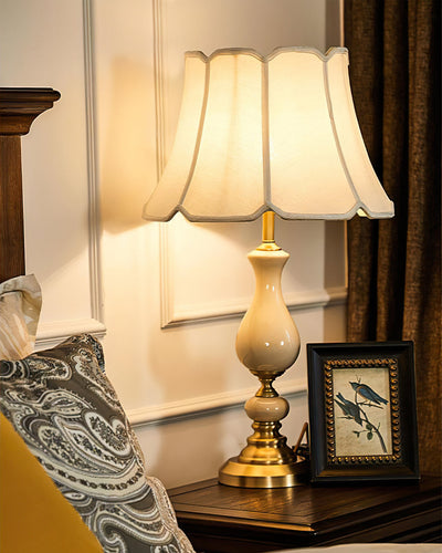 LuxeCraft – Elegant Ceramic and Brass Table Lamp