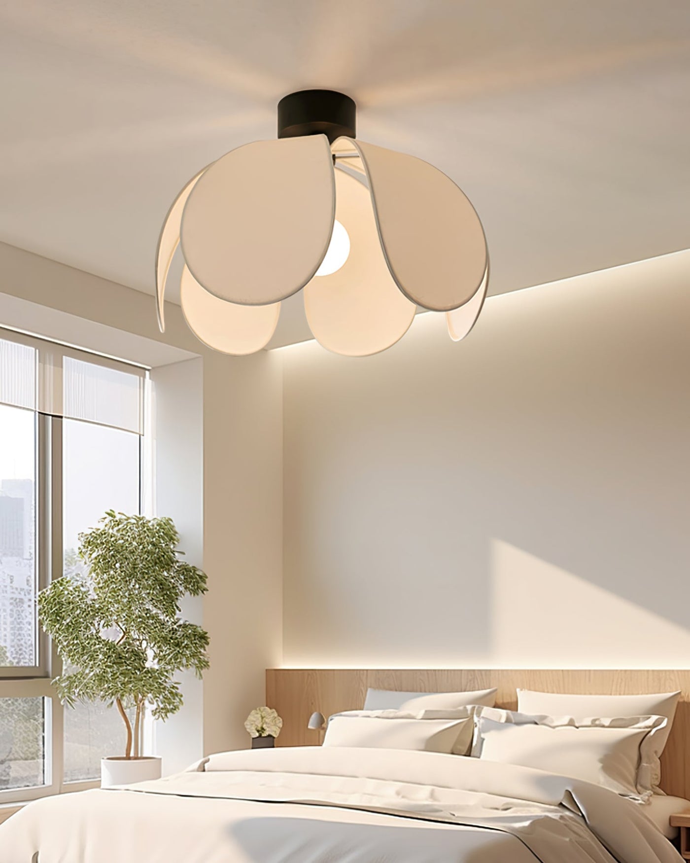 BloomLuxe - Ceiling Light with Elegant Fabric Petals and Warm Radiance