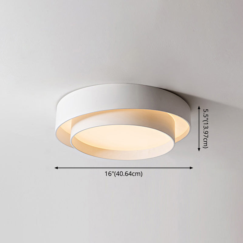 White Metal Circular Flush Mount Ceiling Lamp LED Nordic Style