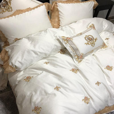 EtherealCotton – Elegant Egyptian Cotton Duvet Set with Toile Print