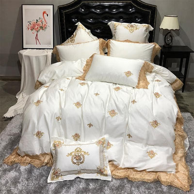 EtherealCotton – Elegant Egyptian Cotton Duvet Set with Toile Print