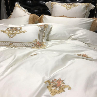 EtherealCotton – Elegant Egyptian Cotton Duvet Set with Toile Print