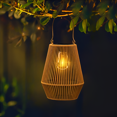 Elegant Solar Bamboo Outdoor Lantern - Waterproof Garden Lanterns for Cozy Ambiance