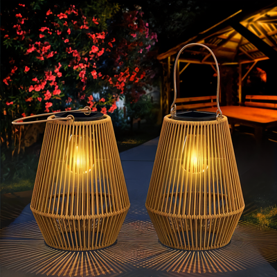 Elegant Solar Bamboo Outdoor Lantern - Waterproof Garden Lanterns for Cozy Ambiance