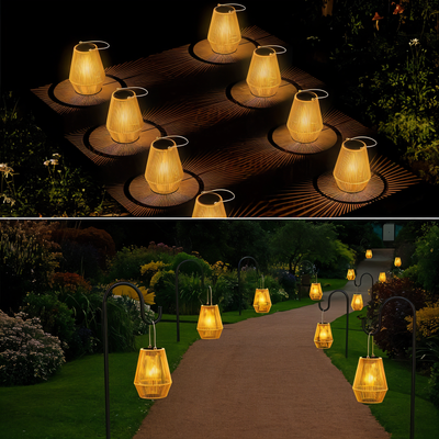 Elegant Solar Bamboo Outdoor Lantern - Waterproof Garden Lanterns for Cozy Ambiance