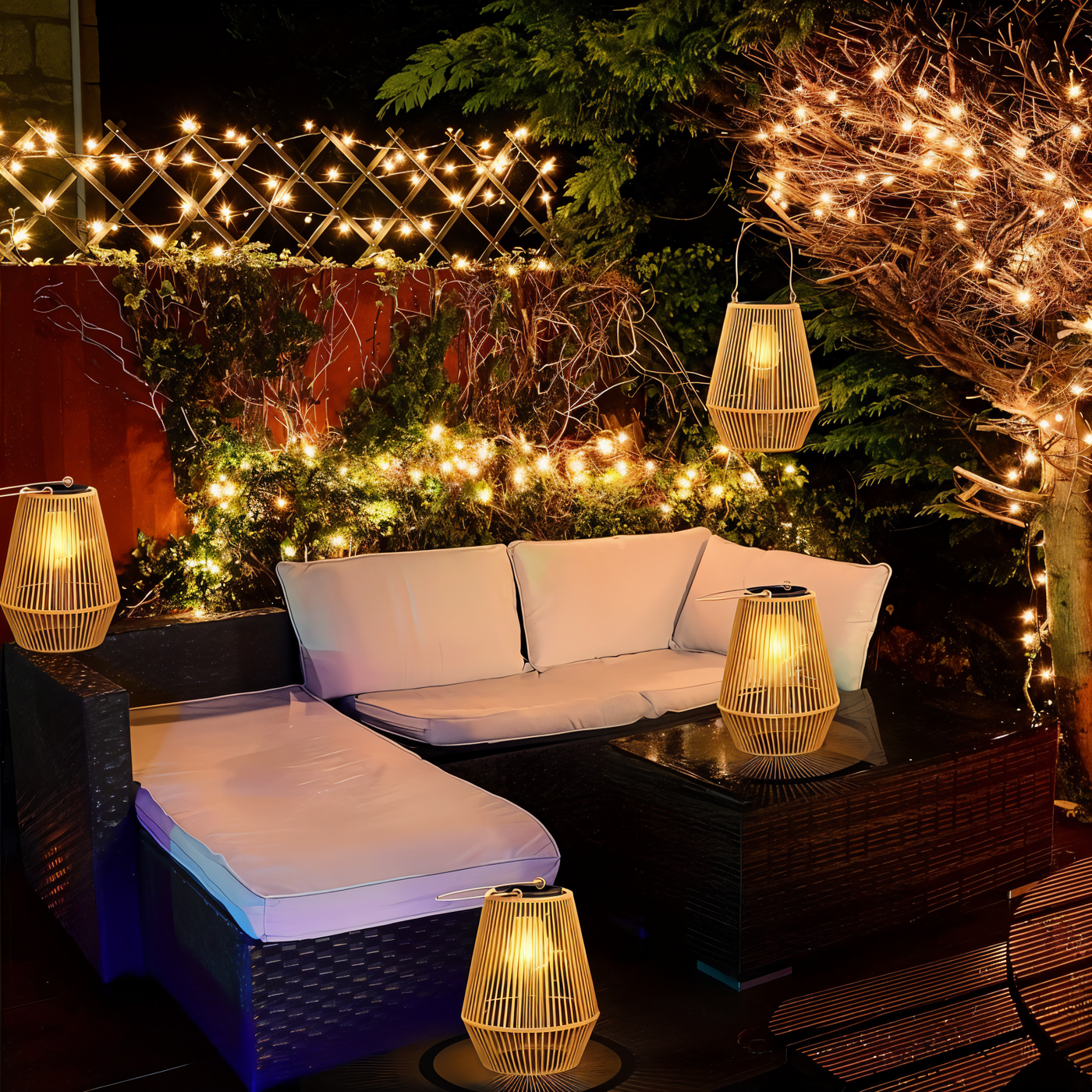 Elegant Solar Bamboo Outdoor Lantern - Waterproof Garden Lanterns for Cozy Ambiance