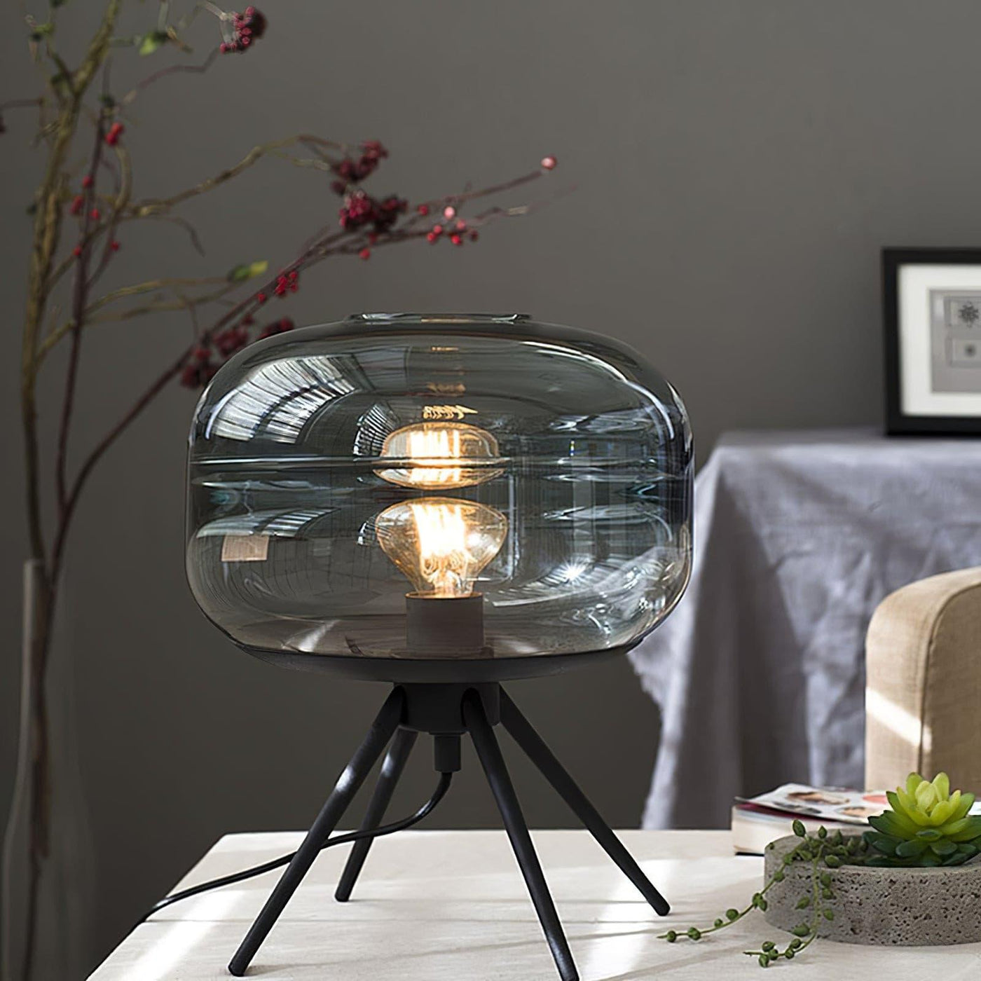 GlowJar - LED Table Lamp with Glass Housing and Warm Glow