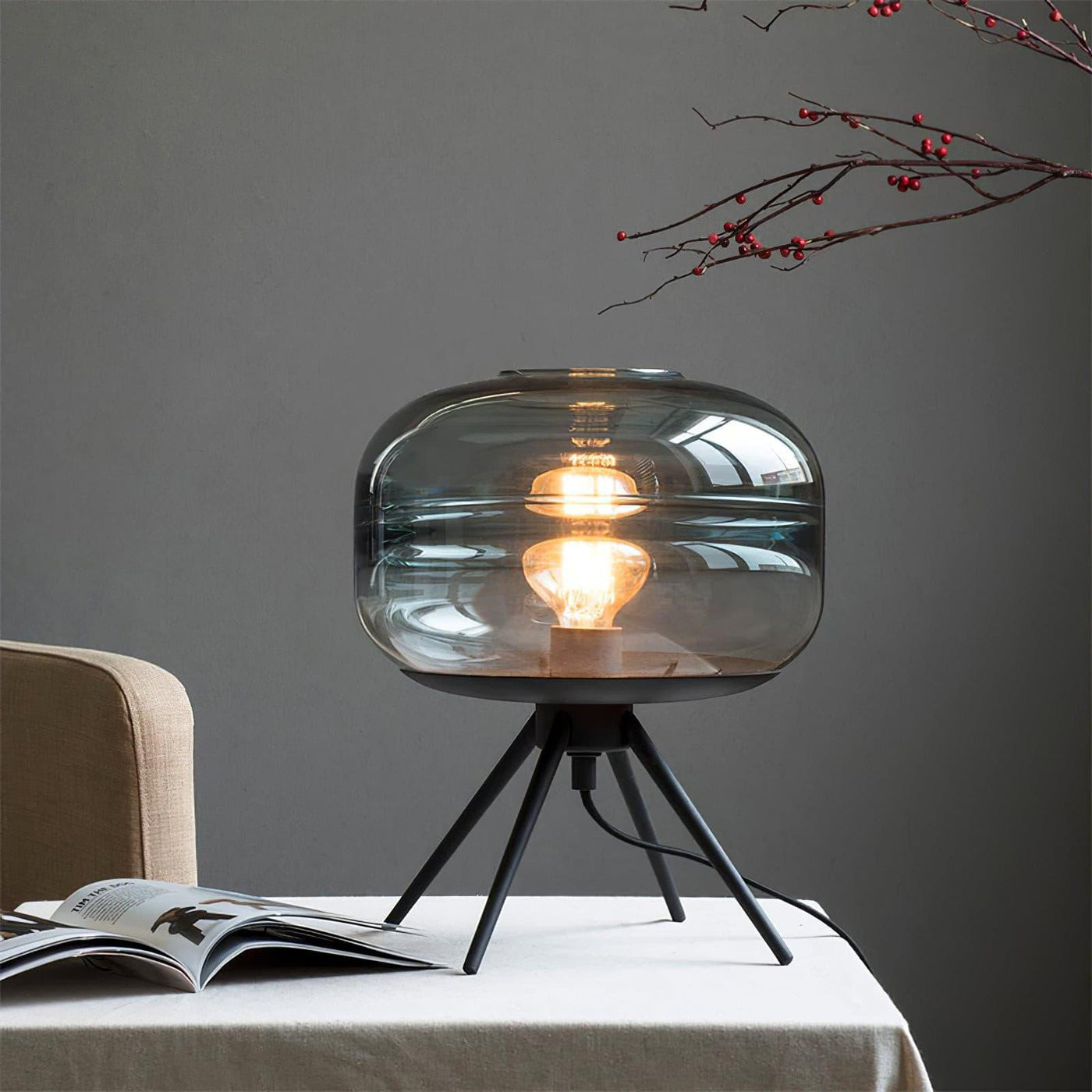 GlowJar - LED Table Lamp with Glass Housing and Warm Glow