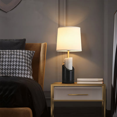 BrassAura – Marble Table Lamp with Luxe Brass Finish