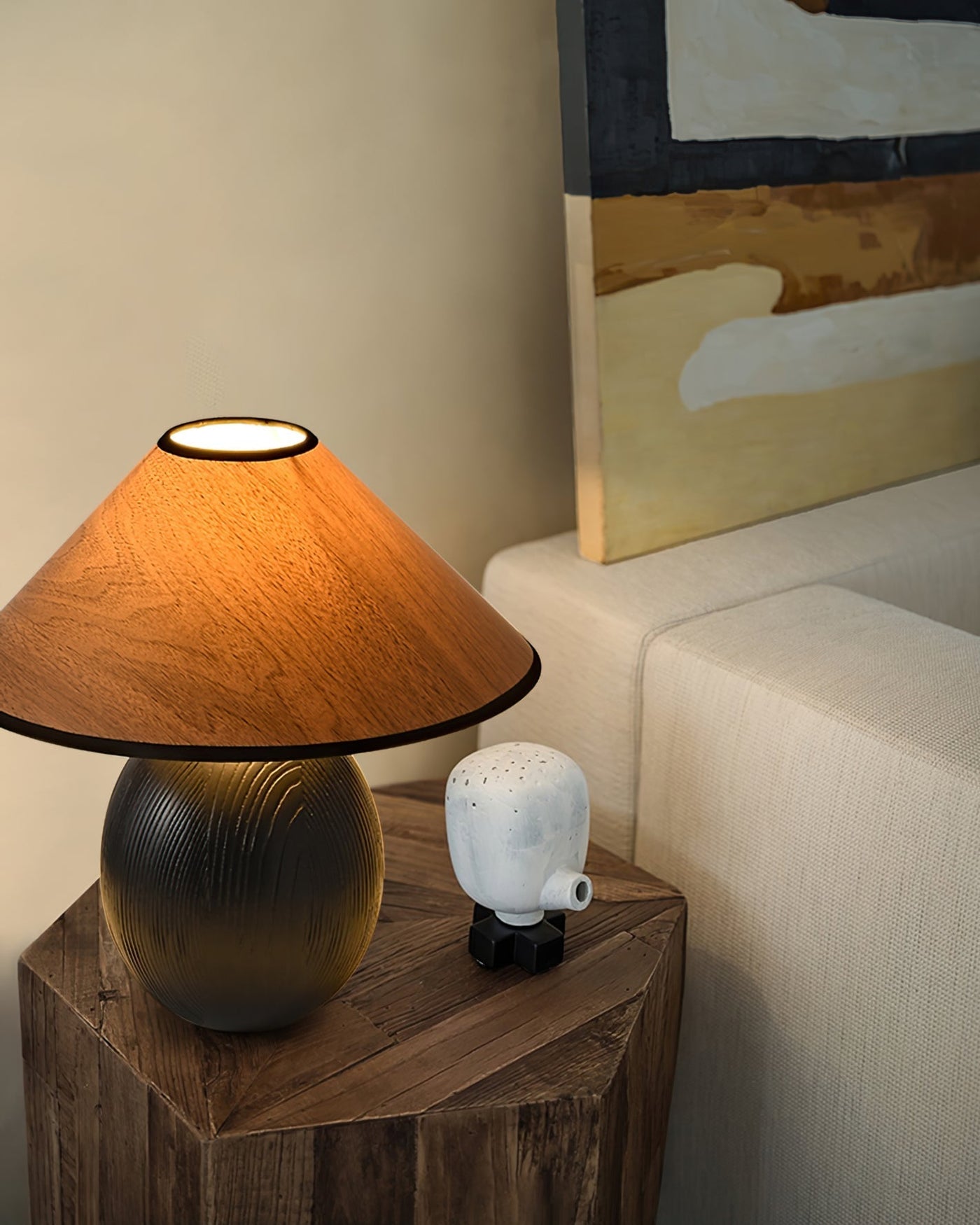 RusticShine - Stijlvolle Tafel Lamp in Walnoot en Zwart Hout