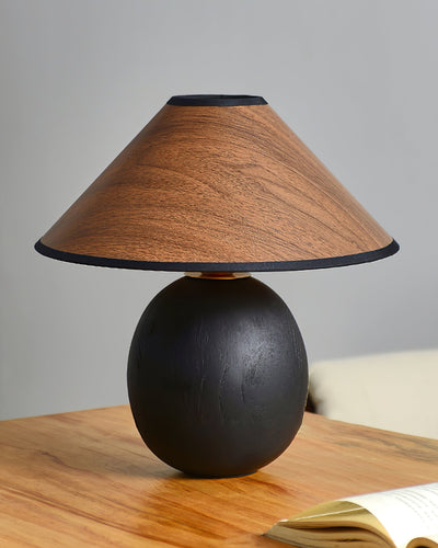 RusticShine - Stijlvolle Tafel Lamp in Walnoot en Zwart Hout