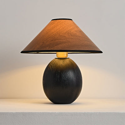 RusticShine - Stijlvolle Tafel Lamp in Walnoot en Zwart Hout