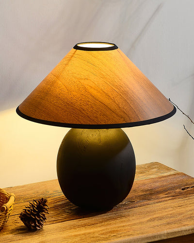 RusticShine - Stijlvolle Tafel Lamp in Walnoot en Zwart Hout