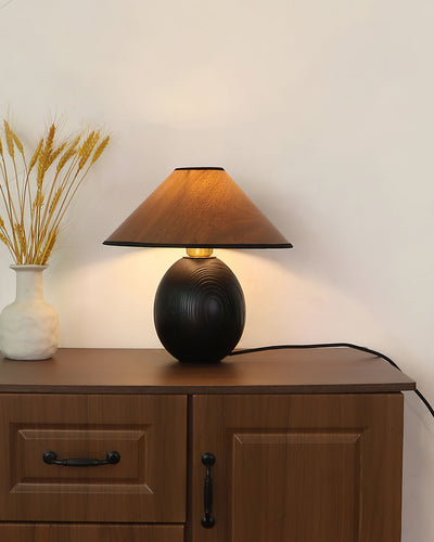 RusticShine - Stijlvolle Tafel Lamp in Walnoot en Zwart Hout