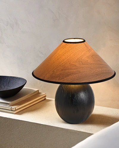 RusticShine - Stijlvolle Tafel Lamp in Walnoot en Zwart Hout