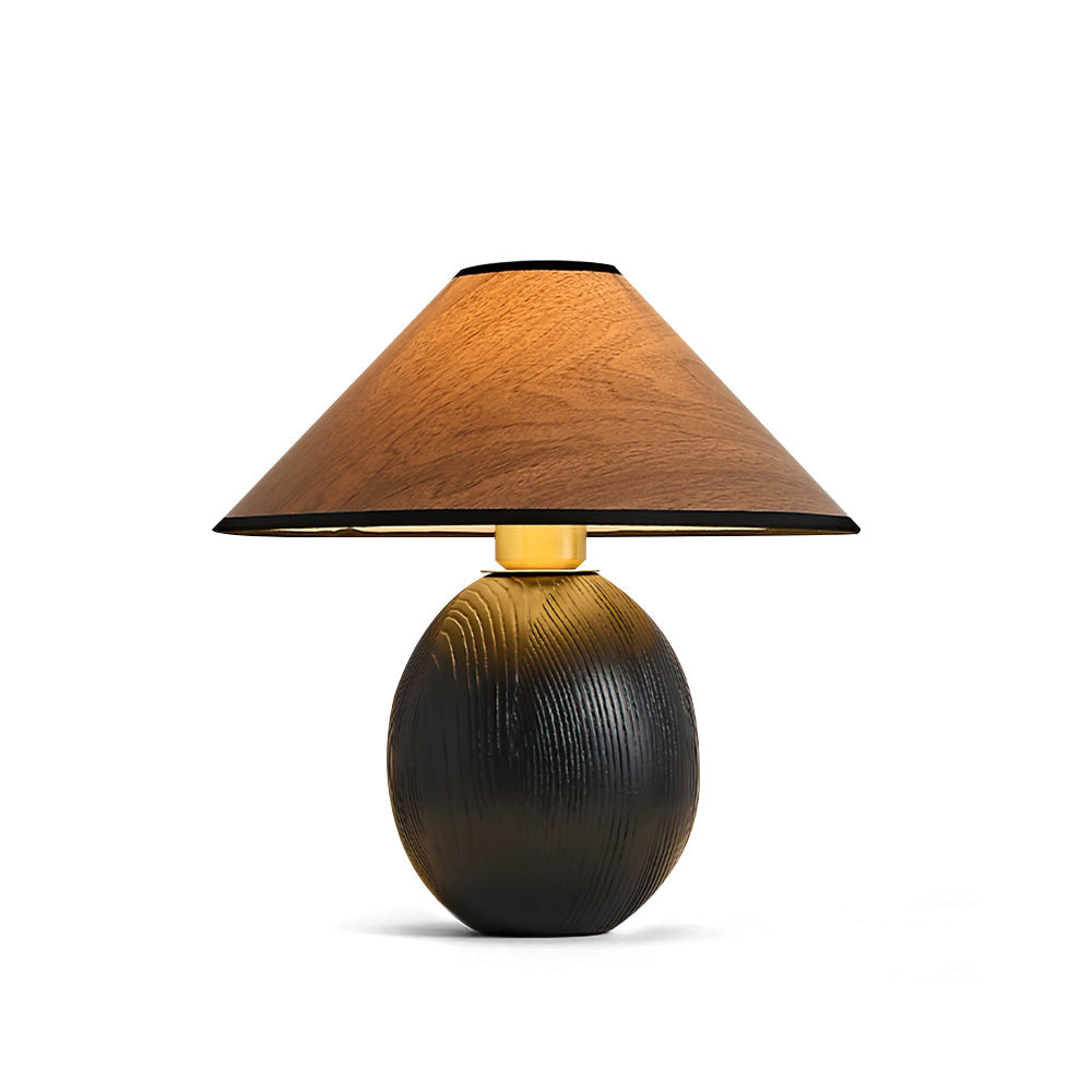 RusticShine - Stijlvolle Tafel Lamp in Walnoot en Zwart Hout