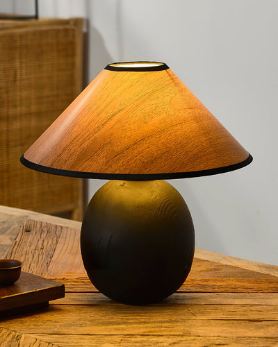 RusticShine - Stijlvolle Tafel Lamp in Walnoot en Zwart Hout