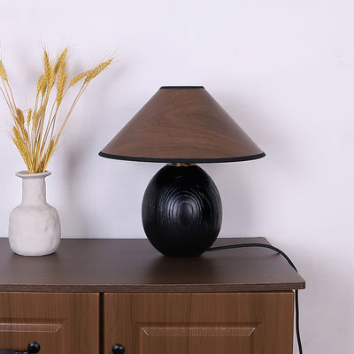 RusticShine - Stijlvolle Tafel Lamp in Walnoot en Zwart Hout