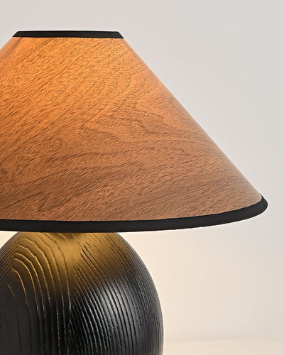 RusticShine - Stijlvolle Tafel Lamp in Walnoot en Zwart Hout