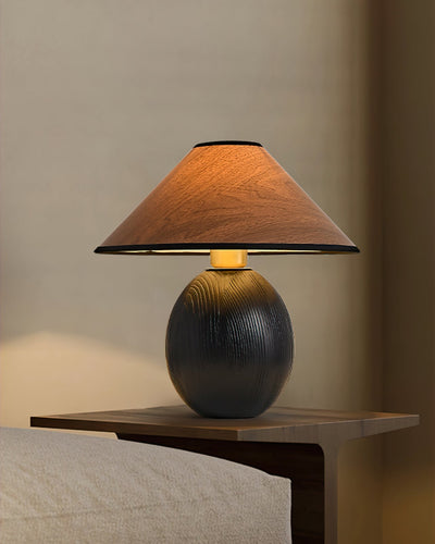 RusticShine - Stijlvolle Tafel Lamp in Walnoot en Zwart Hout