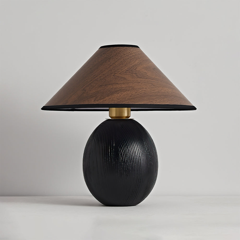 RusticShine - Stijlvolle Tafel Lamp in Walnoot en Zwart Hout