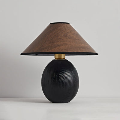 RusticShine - Stijlvolle Tafel Lamp in Walnoot en Zwart Hout