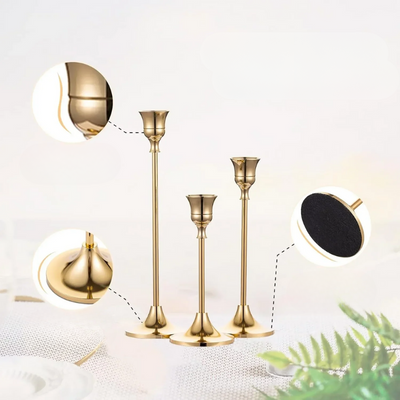 RomanceFlame - Golden Candle Holders for Dreamy Nights