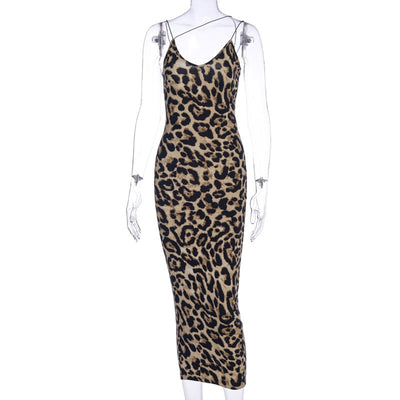 Leopard Print Midi Dress for Women - Stylish Comfortable Polyester Dress for Any Occasion