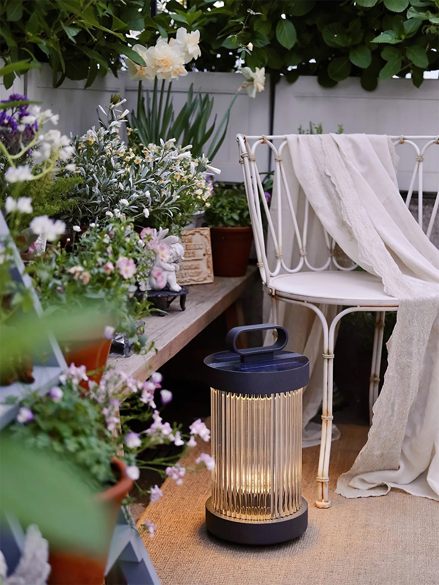 GlowSphere – Elegant Glass and Stainless Steel Garden Lamp