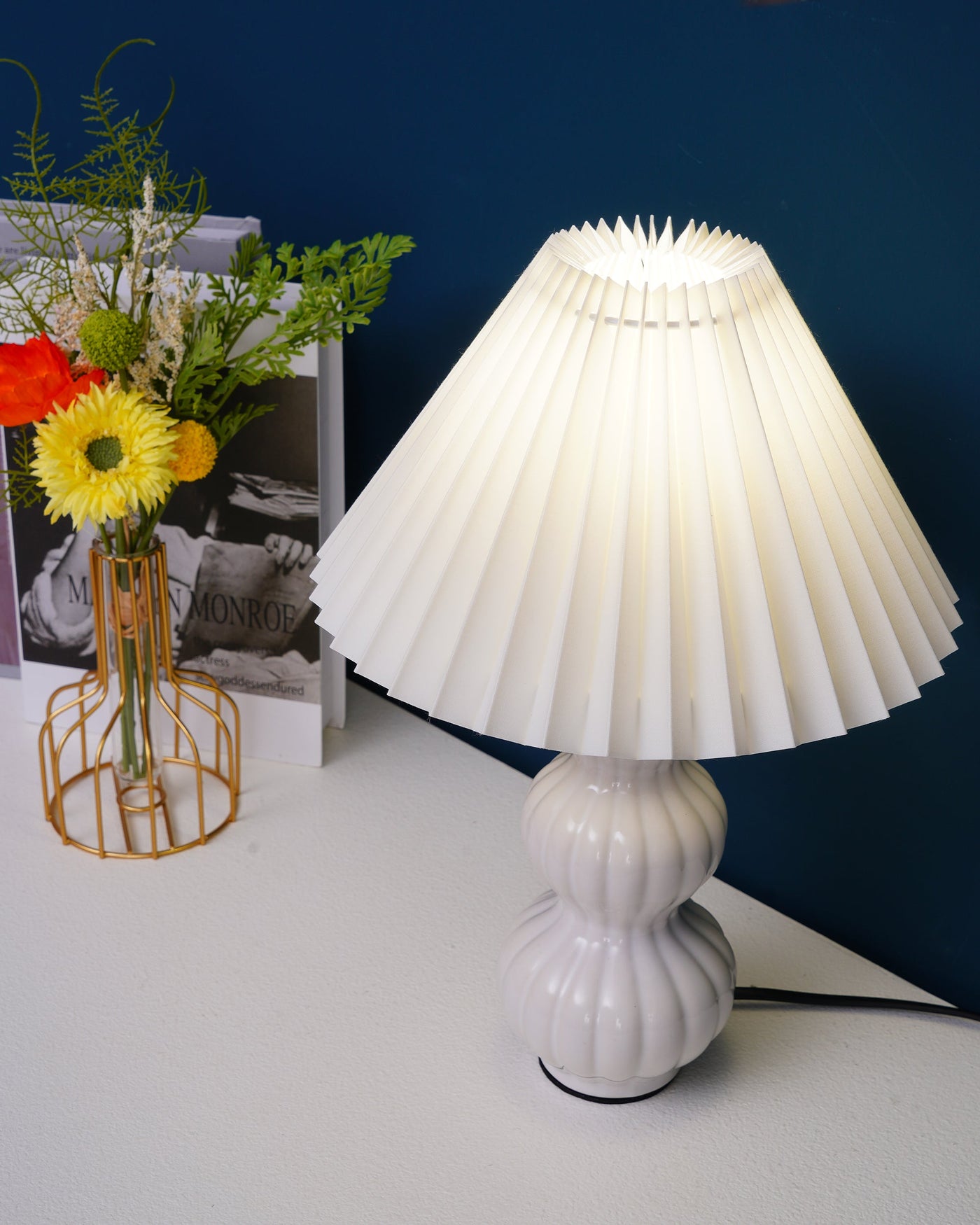 LunaRadiance - Table Lamp with Pleated Aesthetic and Cozy Glow