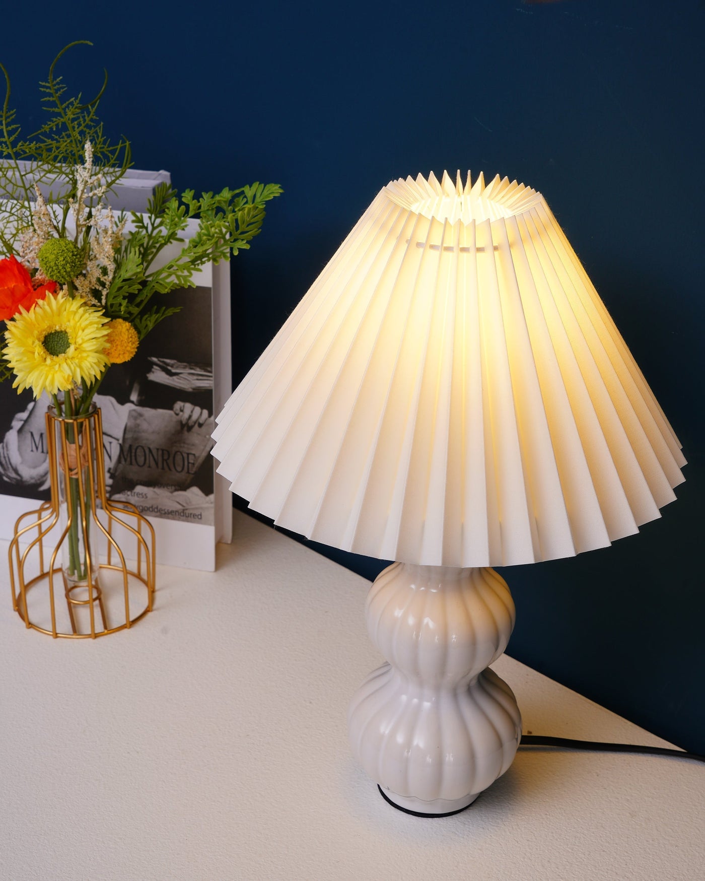 LunaRadiance - Table Lamp with Pleated Aesthetic and Cozy Glow