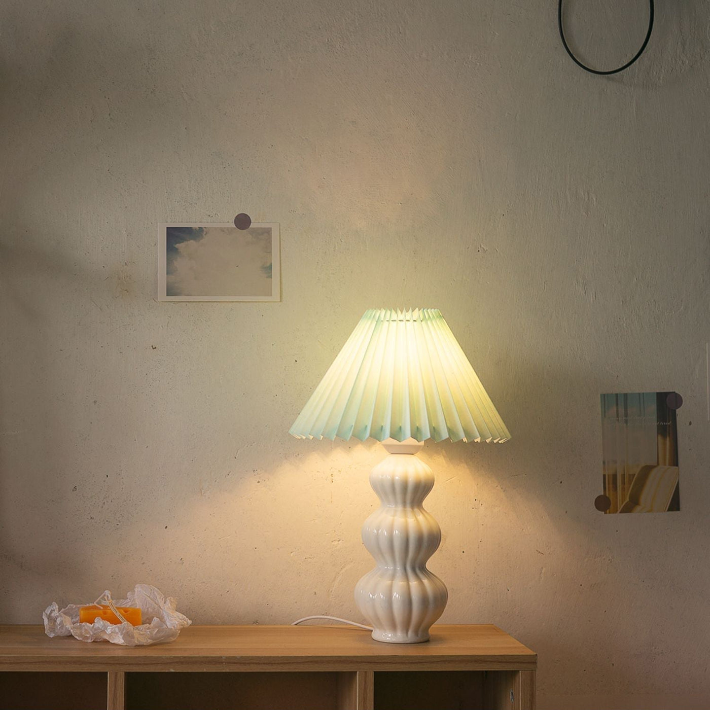 LunaRadiance - Table Lamp with Pleated Aesthetic and Cozy Glow