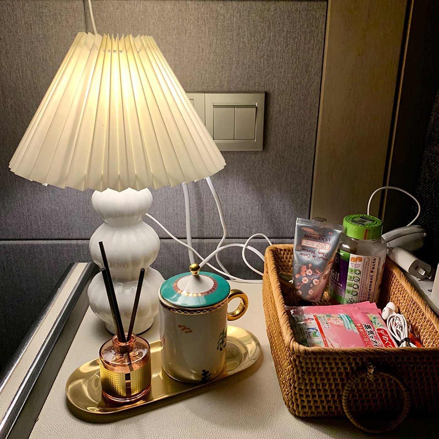 LunaRadiance - Table Lamp with Pleated Aesthetic and Cozy Glow