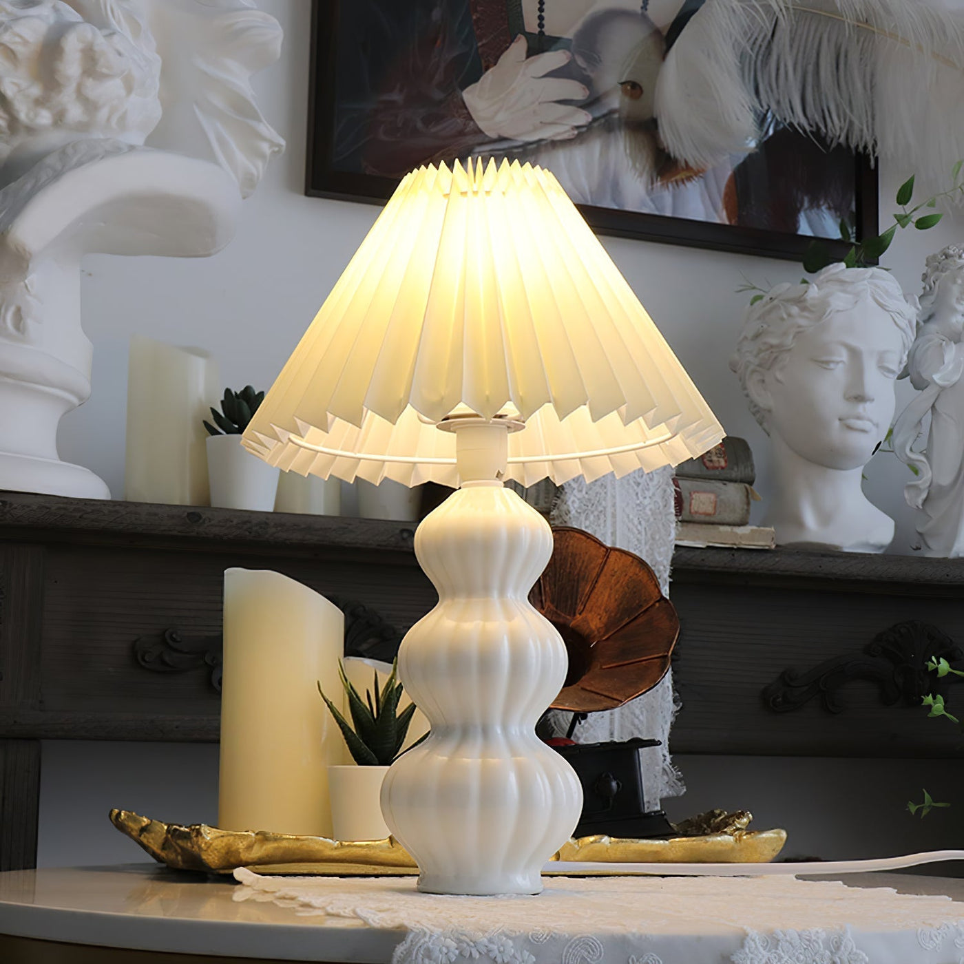LunaRadiance - Table Lamp with Pleated Aesthetic and Cozy Glow