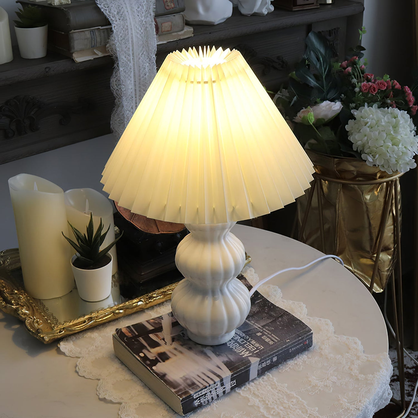 LunaRadiance - Table Lamp with Pleated Aesthetic and Cozy Glow