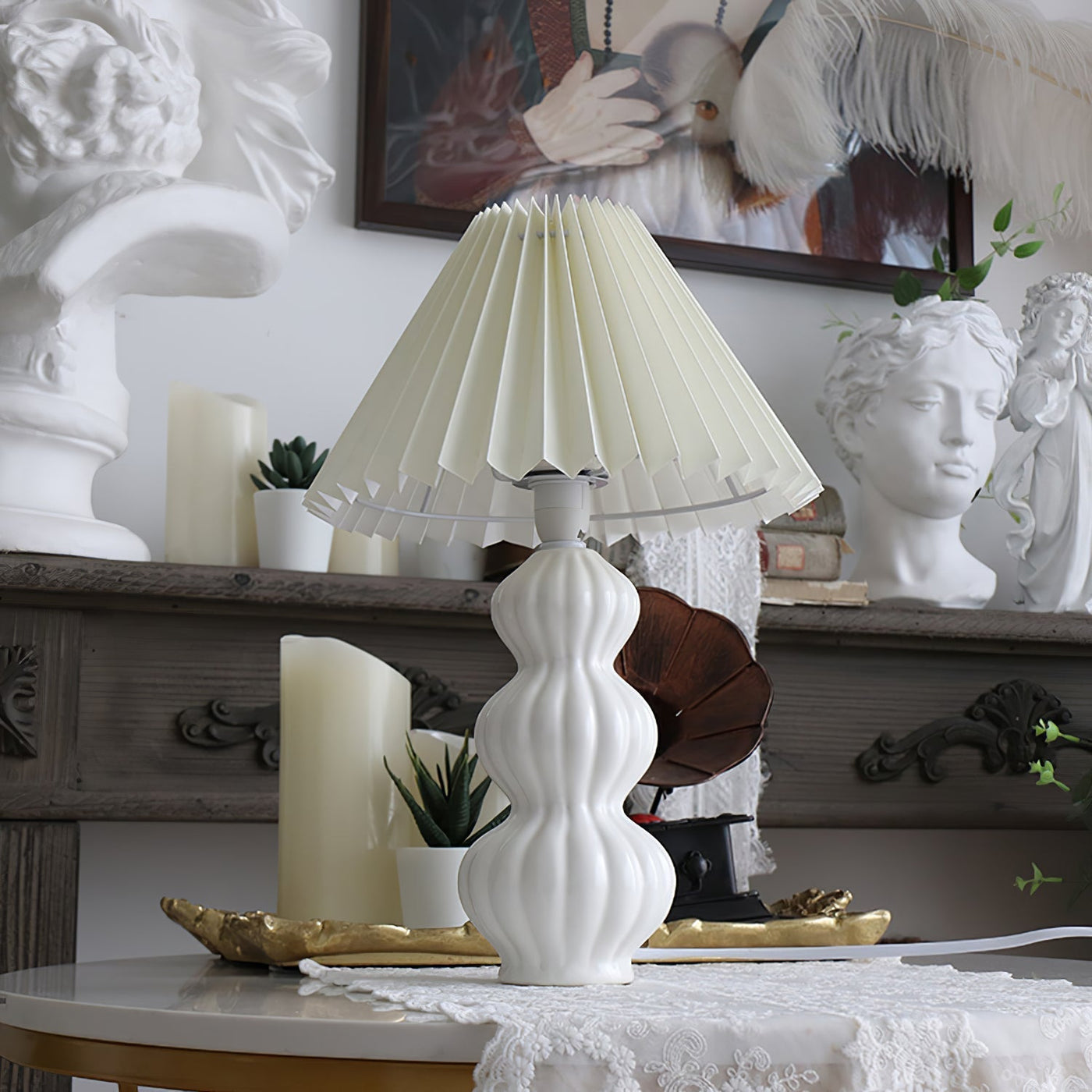 LunaRadiance - Table Lamp with Pleated Aesthetic and Cozy Glow
