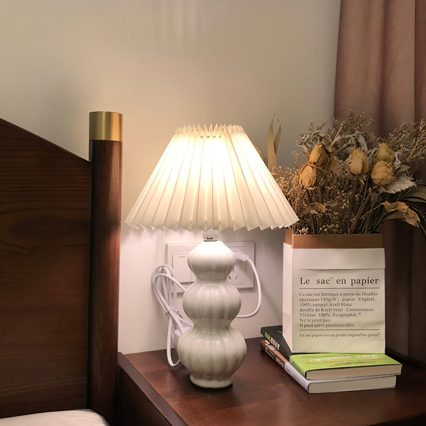 LunaRadiance - Table Lamp with Pleated Aesthetic and Cozy Glow