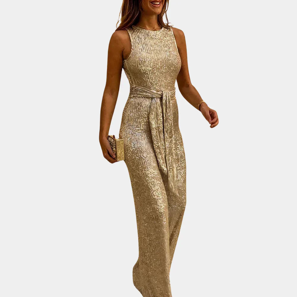 Elegant Black Sequin Jumpsuit for Women - Stylish Party Wear Outfit