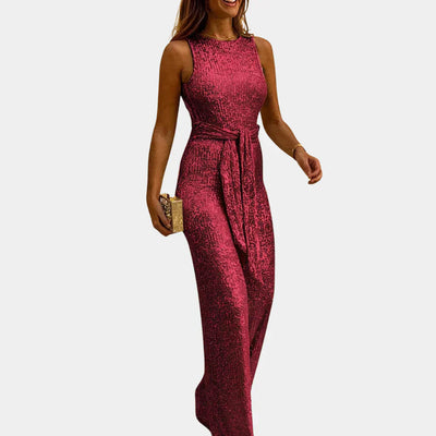 Elegant Black Sequin Jumpsuit for Women - Stylish Party Wear Outfit