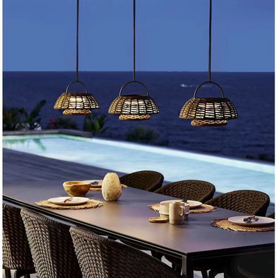 Eco-Friendly Bamboo Outdoor Lamp - Weather-Resistant LED Light Fixture