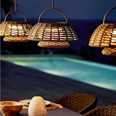 Eco-Friendly Bamboo Outdoor Lamp - Weather-Resistant LED Light Fixture